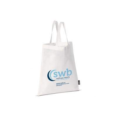 Weiße Tragetasche mit Logo